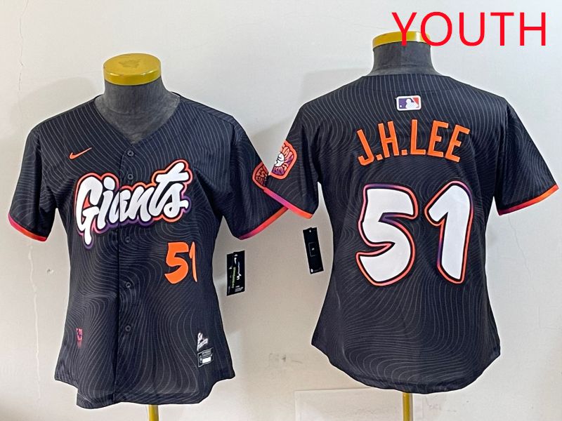 Youth San Francisco Giants #51 J.H.Lee Black Joint Name Nike 2025 MLB Jersey style 8->youth mlb jersey->Youth Jersey